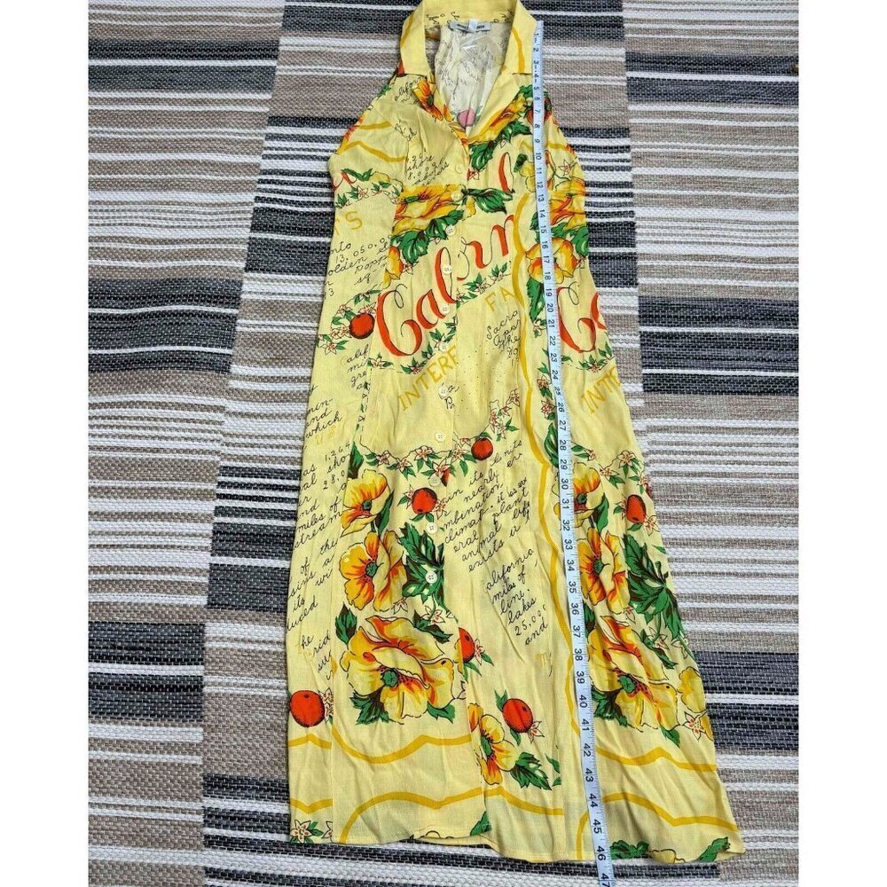 Urban Outfitters Women's Tropical Sleeveless Dress Viscose Yellow Size Medium - Picture 10 of 12